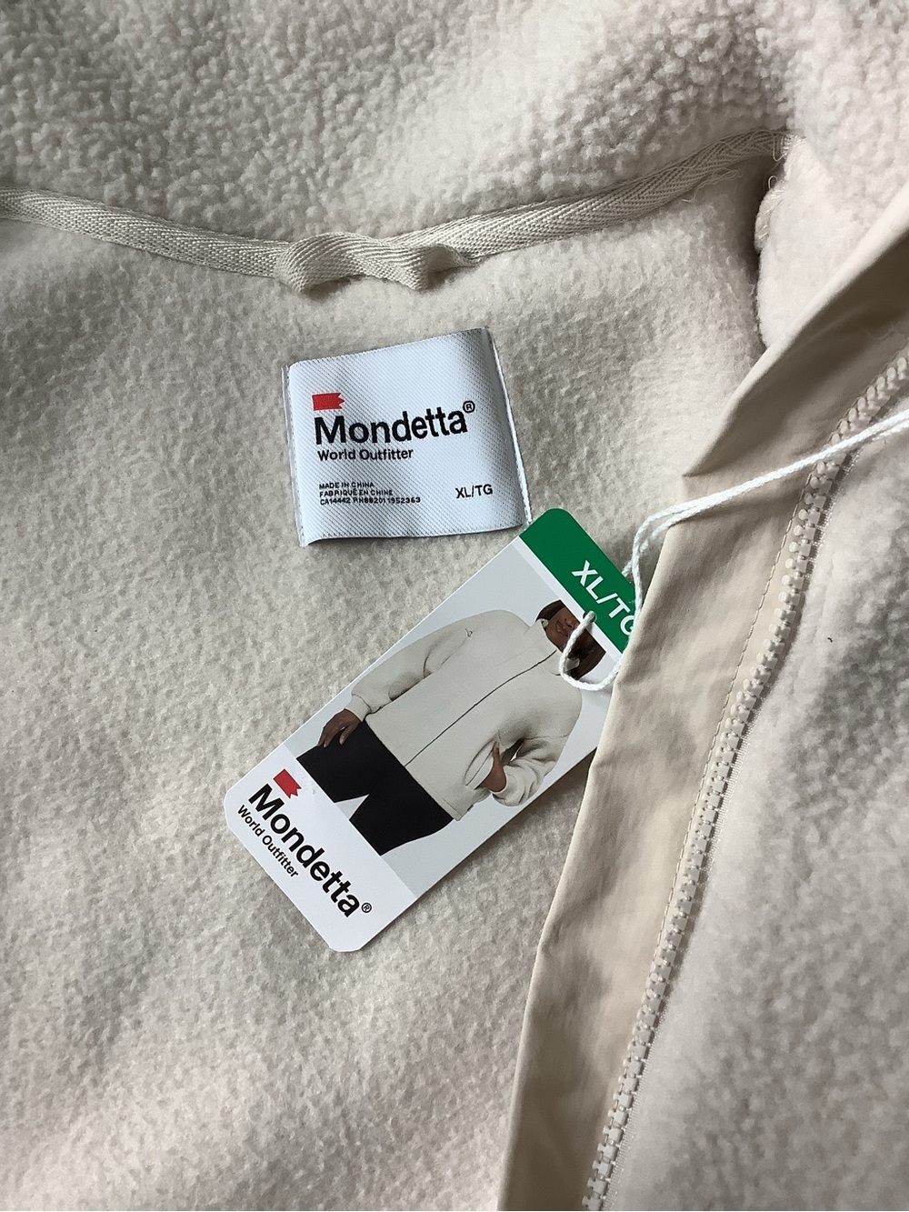 Mondetta Off-White Soft Sherpa and Crinkle Trim Fleece Jacket Women’s Sz. XL - Picture 6 of 11